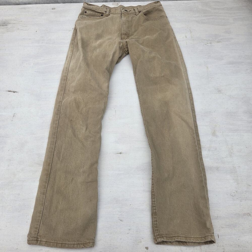 Wrangler Regular Fit Khaki Tan Denim Jeans Mens 34x34 9WRGAKH Stretch Cotton